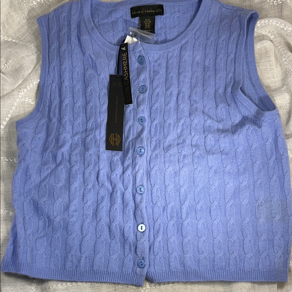 NWT House of Harlow 1960 100% cashmere button down vest